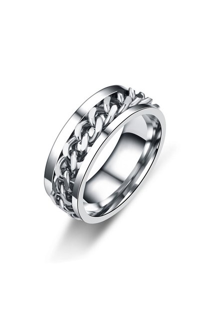 12 Silver Titanium Steel Rotatable Chain Rings for Women Men Spinner Decompression Multifunctional C