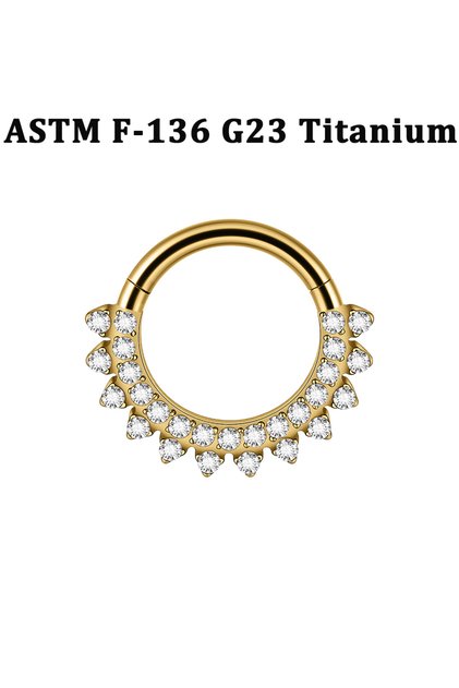 1.2x8mm Nose Rings & Studs 1PC A Golden 1PC Heart/Round/Squre Zirconia Paved Nose Septum F-136 Impla