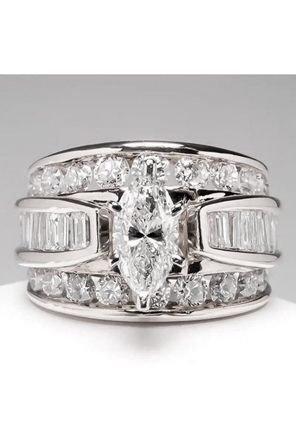 11 Q433 Huitan Luxury Marquise Cut Ring Female Gorgeous Anniversary Party Jewelry Noble Lady Fashion