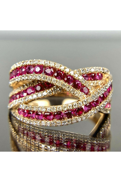 6 T0805 Huitan Gorgeous Gold Color Cross Ring Female Party Jewelry with Bright Zirconia Crystal Fash