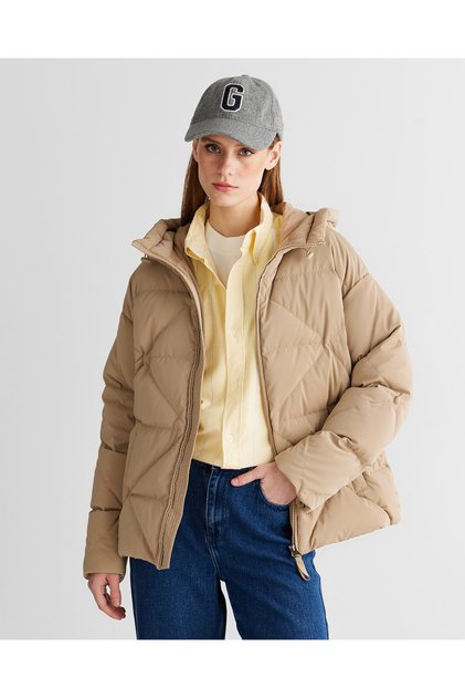 Kadın Bej Regular Fit Fermuarlı Ceket