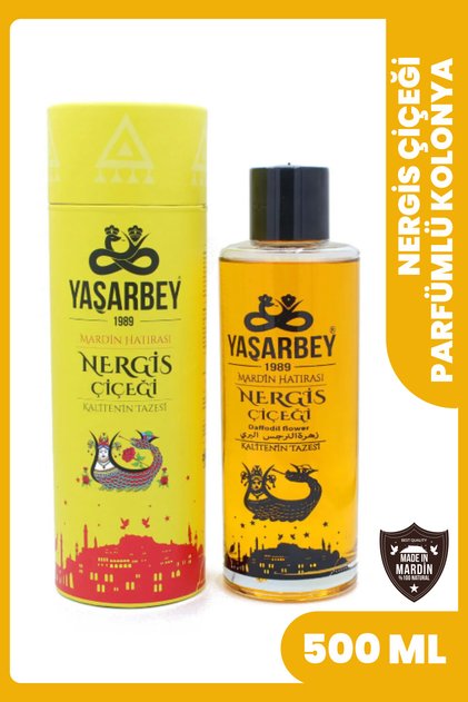 Mardin Hatırası Nergis Kolonyası 500 ml (ÖZEL CAM ŞİŞE-SİLİNDİR HEDİYELİK KUTU)