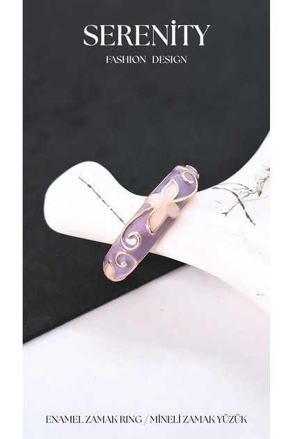 Satin Enamel Colored Brass Plated Zamak Ring