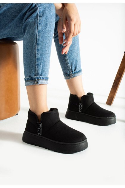 Mini Boots Suede Fur Inside Furry Thick Sole Women's Boots