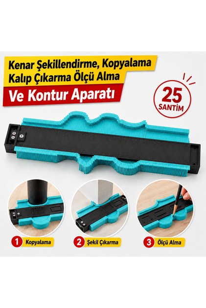 Kenar Şekillendirme, Kopyalama, Kalıp Çıkarma, Ölçü Alma Ve Kontur Aparatı (25 cm)