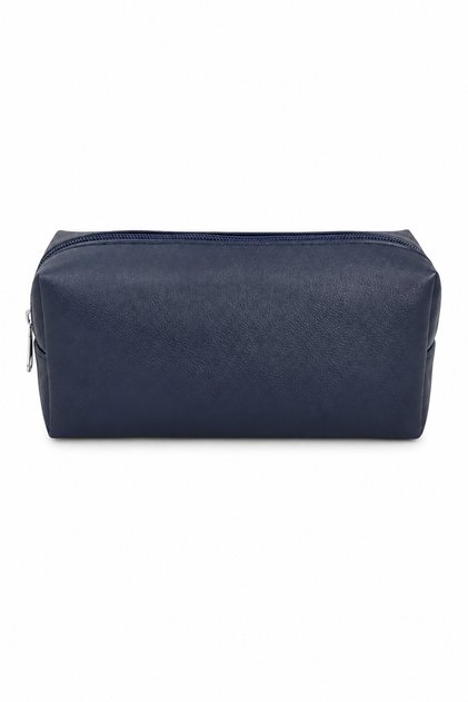 Gnc Design Mini Navy Blue Faux Leather Makeup Bag, Pen Holder, Handbag