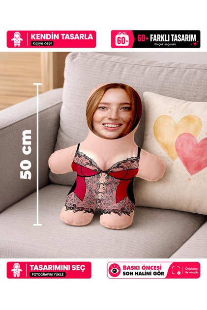 Kişiye Özel Fotoğraflı Peluş Oyuncak Yastık - 50cm