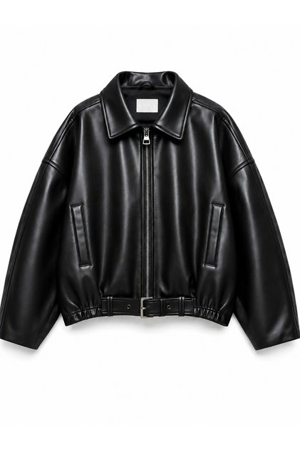 Yeni Sezon P&B Suni Oversize Bomber Deri Ceket