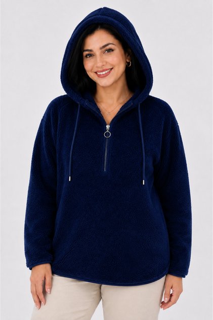 Women's Double-Sided Wellsoft Half-Zip Hooded Sweatshirt