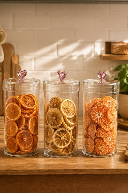 Hearts Set of 3 1150 ml Borosilicate Glass Jars Storage Container Set 10X18Cm