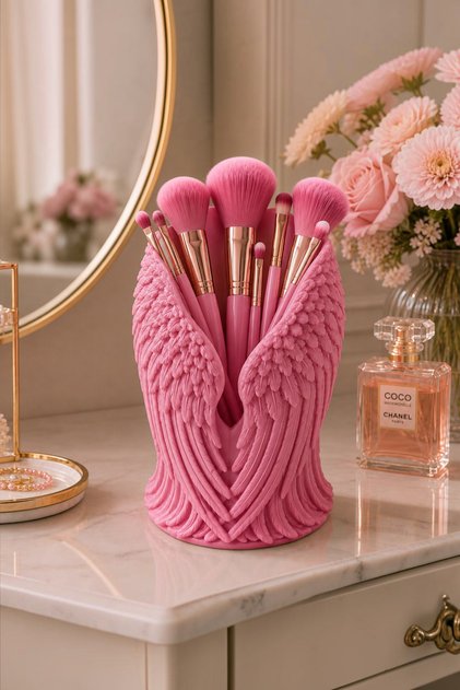 Angel Winged Decorative Makeup Brush Holder Organizer Pen Holder 14 cm