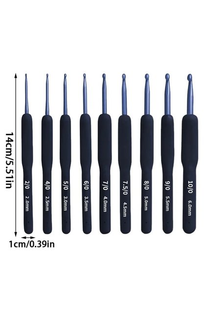 9pcs lot 9pcs Blue Soft Handle Crochet Suit Tool Kit DIY Sweater Knitting Crochet Silicone Non-slip