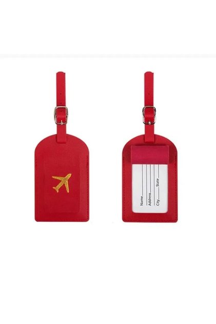 Red Stamped Leather Business Luggage Tag Suitcase Label Luggage Boarding Case Label Name ID