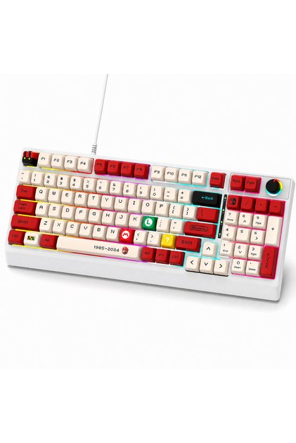 Tastatură mecanică de gaming, cu fir, iluminare RGB curcubeu, cablu USB, switch-uri mecanice, 98 de taste