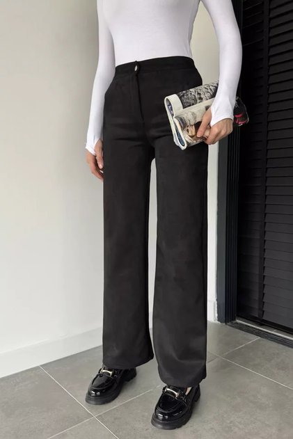 Women's High Waist Palazzo Suede Pants