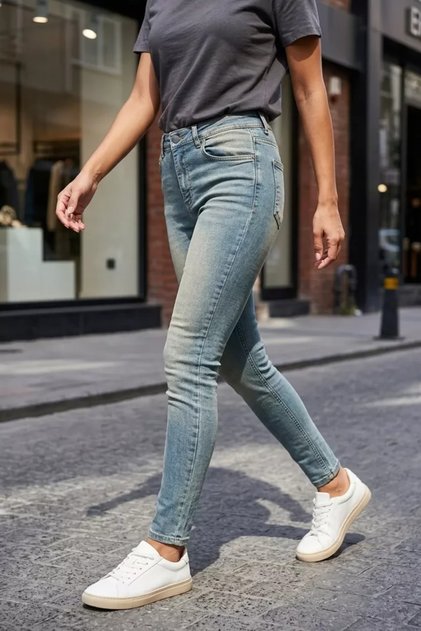 Women's Lycra Ankle Length Jean Denim Trousers