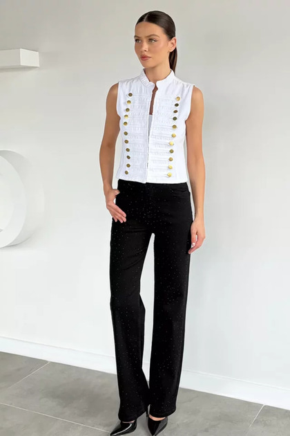 Women's Stoned Palazzo Jean Denim Pants