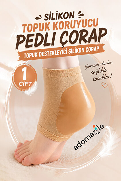 Silikon Topuk Koruyucu Pedli Çorap, Topuk Destekleyici Silikon Çorap, Jel Pedli Ayak Koruyucu, Ayak Topuk Bölgesi İçin Yumuşak Destek Aparatı
