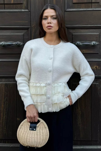 Soft Knitwear Jacket with Ruffled Bottom (Available in S, M, L, XL)