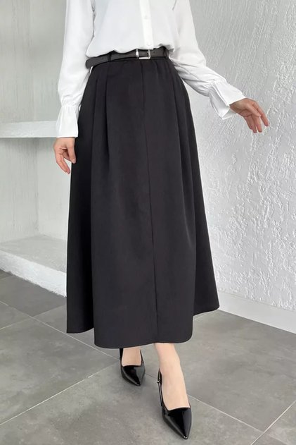 Waist Belted Pocketless Hijab Skirt