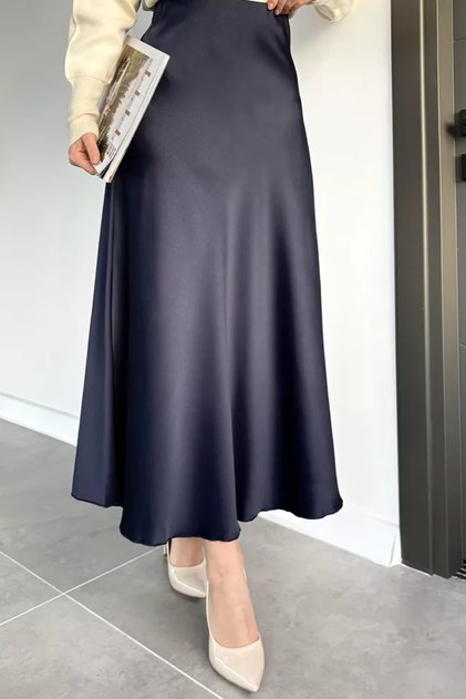 Elastic Waist Satin Hijab Skirt