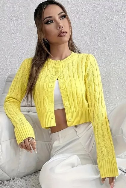 Knitted Patterned Women's Knitwear Cardigan (Available in S, M, L)