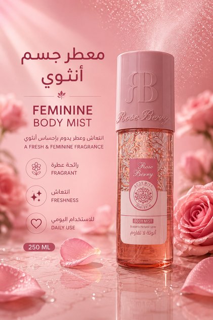 Body Spray روز بيري ROSE BERRY – Body Mist with a Fresh Feminine Scent 250ml
