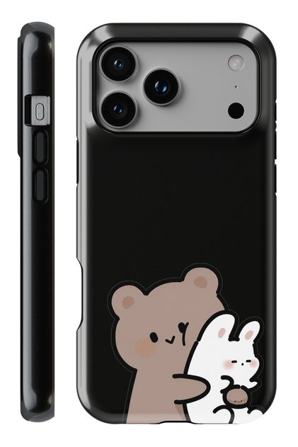 (Magsafe) iPhone 17 Pro Max Teddy Bear Double Layer Glossy Protect Phone Case