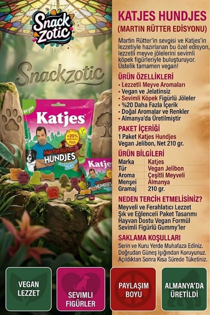 Katjes Martin Rütter Hundjes Vegan Meyveli Jel Şeker 210 g – %100 Helal