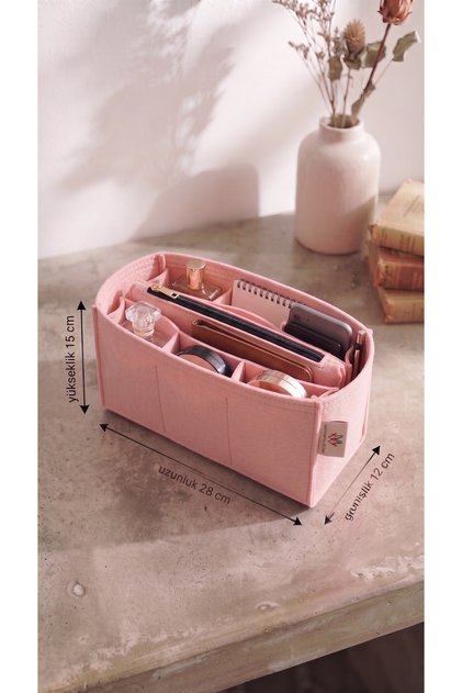 Six Compartment Clutch Cantali Organizer Light Pink Color 28 X 15 X 12 Dimensions (Length X Height X Width)