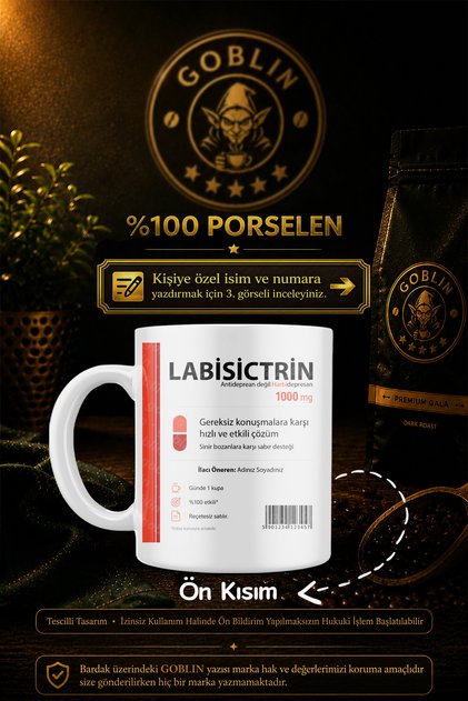 Labisictrin İlaç Kupa Bardak Kişiye Özel isimli Eczacı Doktor Hemşire hediyelik Kahve porselen bardak mug