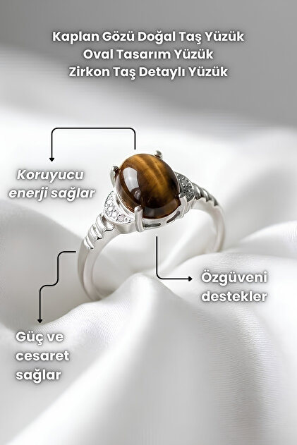 Turquoise, Original Natural Stone, Carnelian Natural Stone, Lapis Lazuli Natural Stone, Tiger's Eye Natural Stone, Pink Quartz Natural Stone Ring, Oval Design Ring, Zircon Stone Detailed Ring.