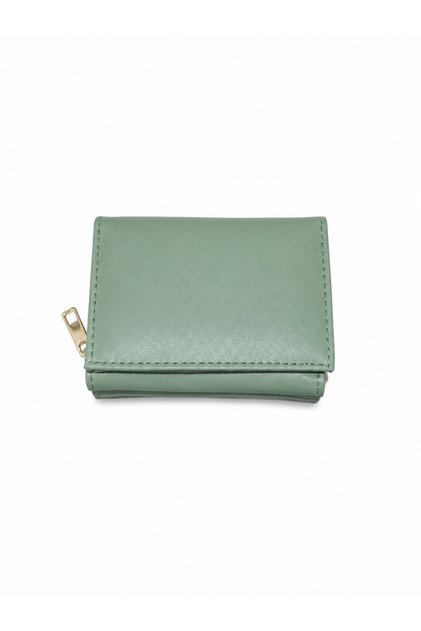 Mint Green Women's Wallet with Zipper and Snap Fasteners and Coin Compartment Card Holder