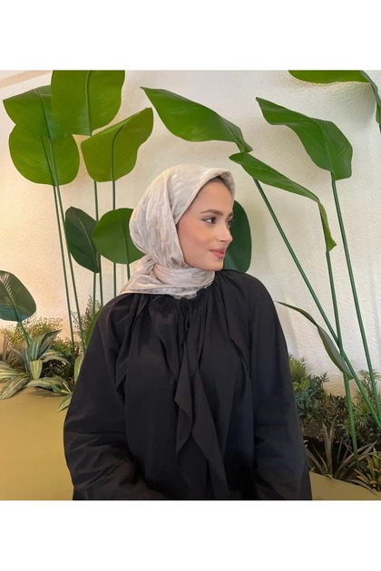 Halka Desen Pamuk Jakar Eşarp Açık bej