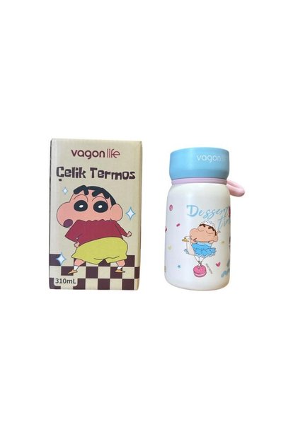 PASLANMAZ ÇELİK PİPETSİZ KULLANIM MATARA/TERMOS VGN10131 310ML DESENLİ MAVİ