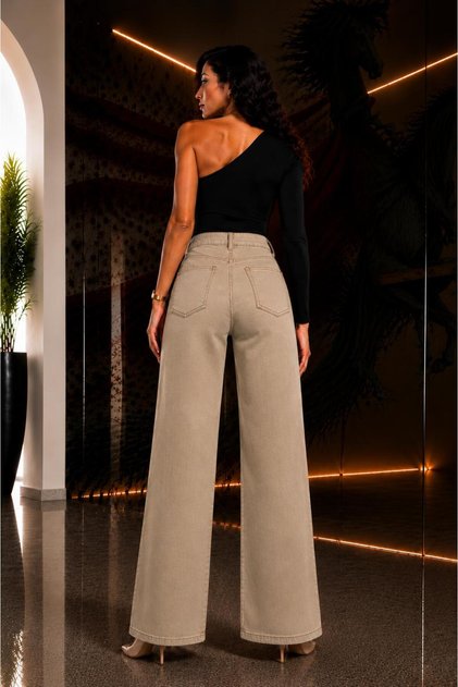 NEW\\ Kadın Yüksekbel Esnek Salaş Kesim Palazzo Jeans Kot Pantolon