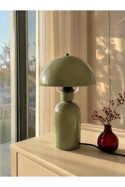 Elit Abajur Min Yeşili Metal Gövdeli 35 cm Premium Masa Lambası