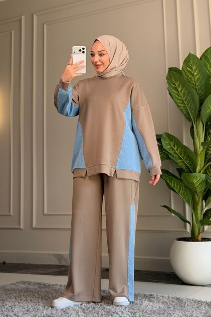 6102 - طقم نسائي أنيق ومريح من قماش الفيسكون المتشابك