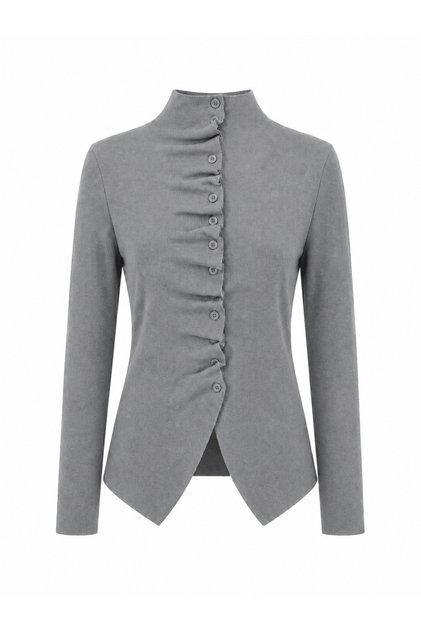Women's High Collar Gathered Detailed Buttoned Fit Knitwear Cardigan 2666