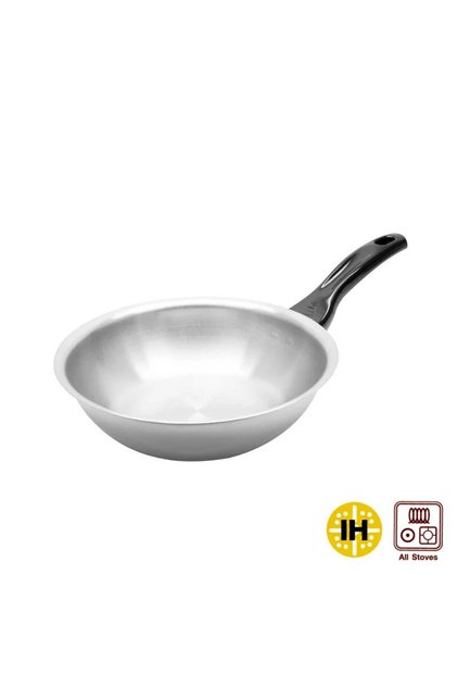Zebra 3 Katmanlı Paslanmaz Çelik Wok Tava 24 cm Vitalux, İndüksiyon Uyumlu, Bakalit Saplı