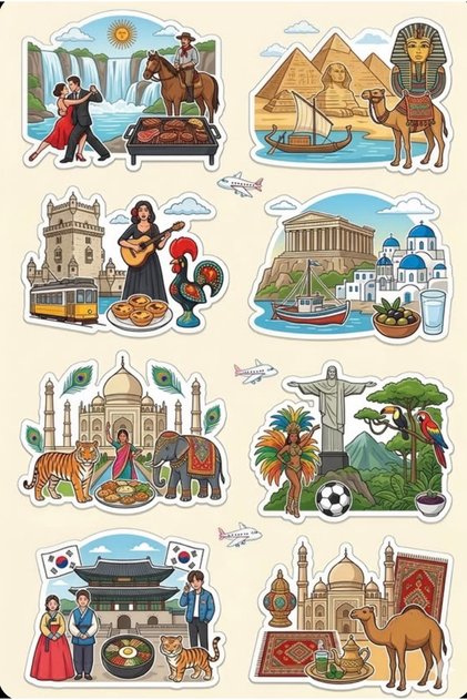 Iconic Figures of Countries Design 22X30 cm