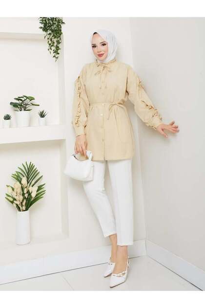 Seda Kolu Ruffled Tunic Stone
