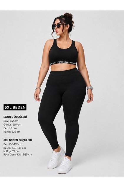 Women's Black Tummy Control Leggings High Waist Stretchy Plus Size Xs–8Xl