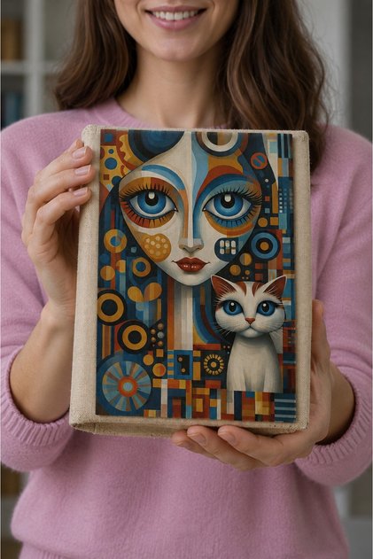 Mosaic Art Patterned Fabric Book and Notebook Cover, Stylishly Designed Washable Book Protector Cover - 23X31 Cm, "The Closest Companion to a Peaceful Reading Session"