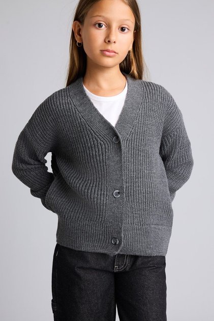 Ribbed Knitwear Basic Cardigan for Girls H8383A826Au