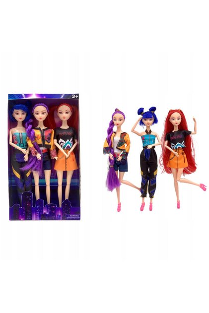 Set 3 papusi K-POP Devil Hunter Girls, 3 piese, vinil, dimensiune 28 cm