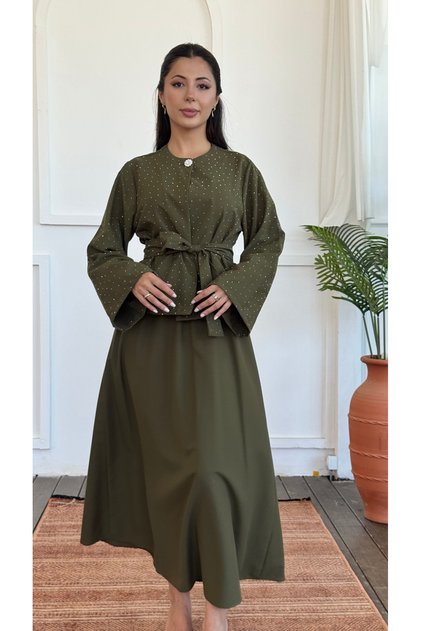 Işıltılı Kuşak Detaylı Şık İkili Takım