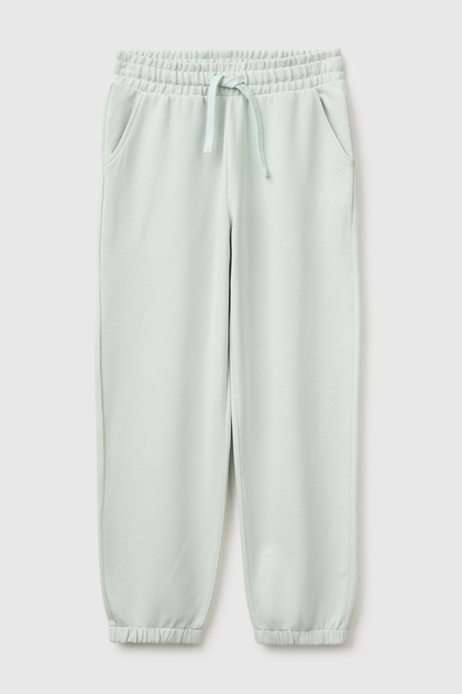 Girl's Water Green Logo Embroidered Drawstring Sweatpants with Pockets
