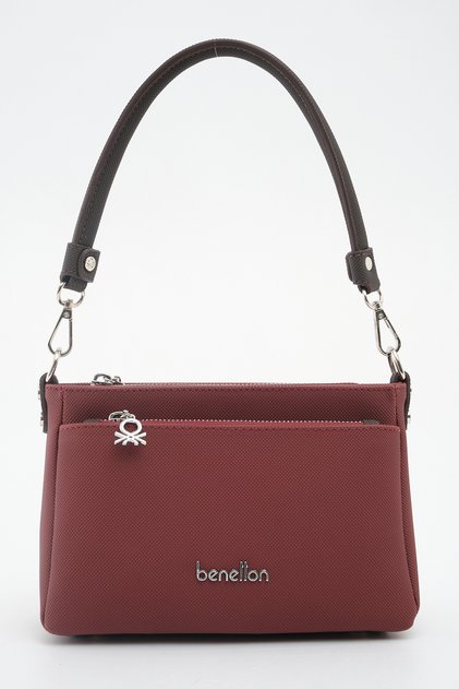 Benetton Women's Shoulder Bag Burgundy-Brown Bnt1921