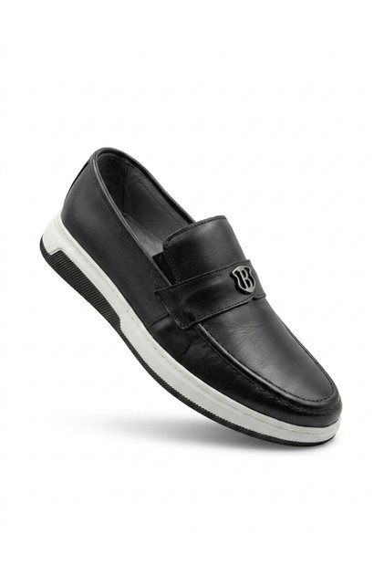 Alvino 7141 Black Genuine Leather Lightweight Comfortable Casual Men's Shoes